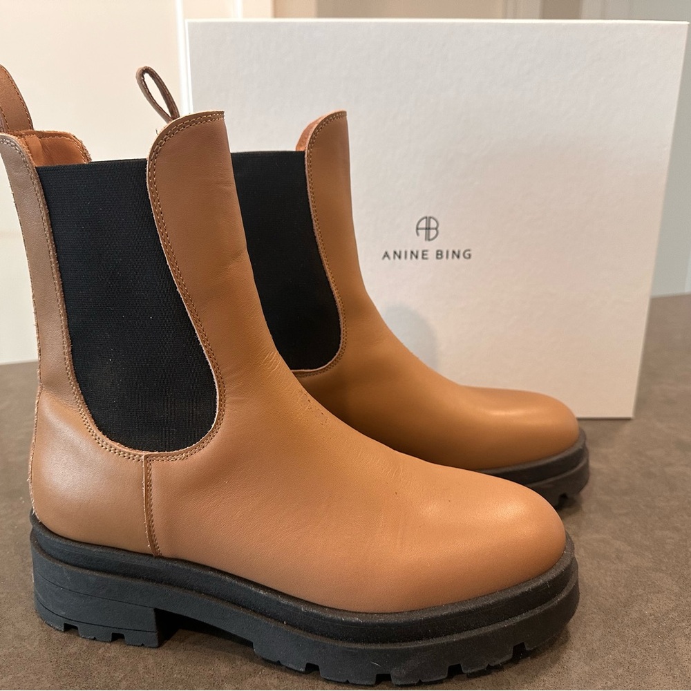 ANINE BING | Justine Boot | Tan Leather | Size 38